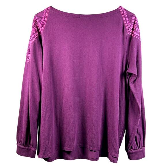 J, Jill Embroidered Casual Purple Oversized Comfort Boxy Lagenlook Large Tall - Picture 5 of 8
